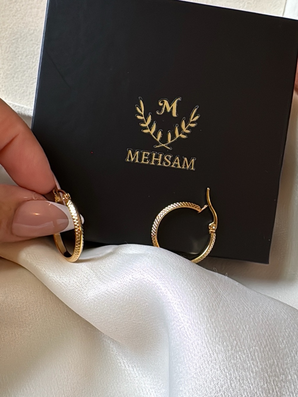 18k Gold FilledTextured Hoop Earrings - Picture 2 of 7